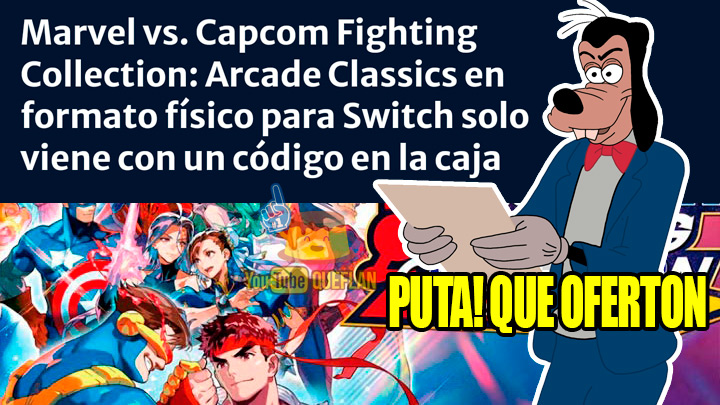 Marvel vs. Capcom Fighting Collection en formato físico para Switch sólo viene un código en una caja